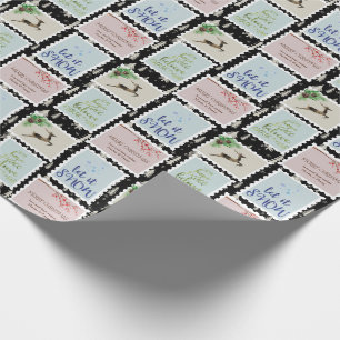 Personalisierte Weihnachtsbaum-Briefmarken Geschenkpapier