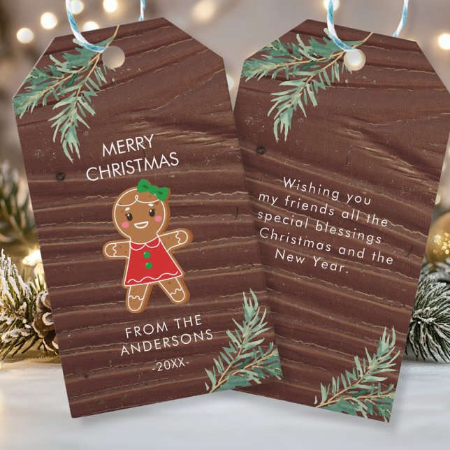 Personalisierte Weihnachtsbaum-Geschenktasten Geschenkanhänger (Personalized Christmas Wood Design Gift Tags)