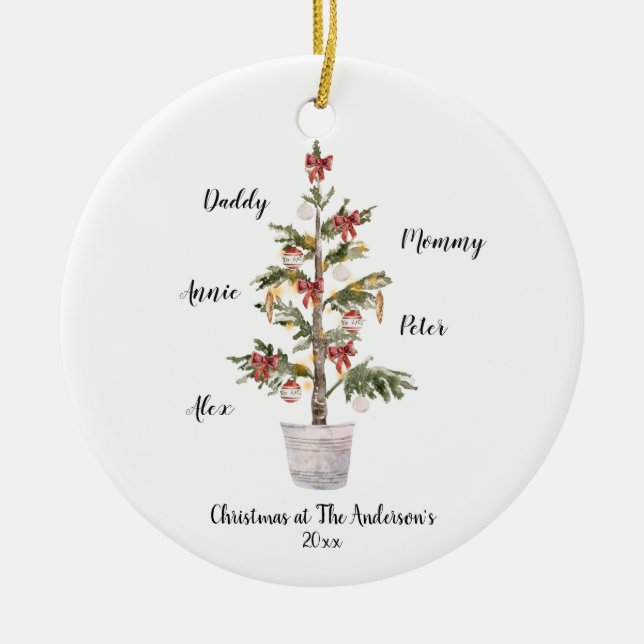 Personalisierte Weihnachtsbaum Keramik Ornament (Vorne)