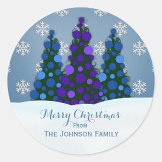 Personalisierte Weihnachtsbaum Stickers Lila Blue