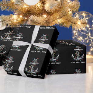 Personalisierte Weihnachtsbeleuchtung Boote Segeln Geschenkpapier