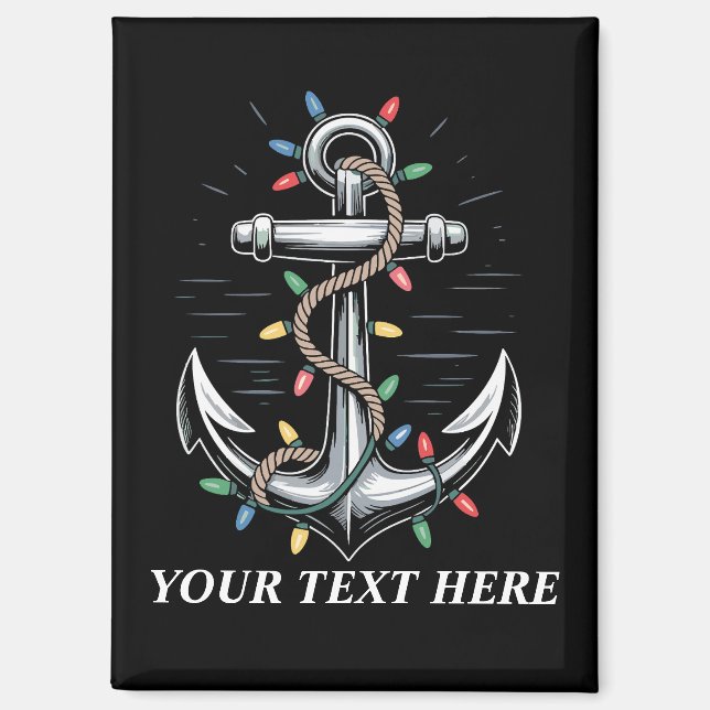 Personalisierte Weihnachtsbeleuchtung Bootfahren S Magnet (Vorderseite)