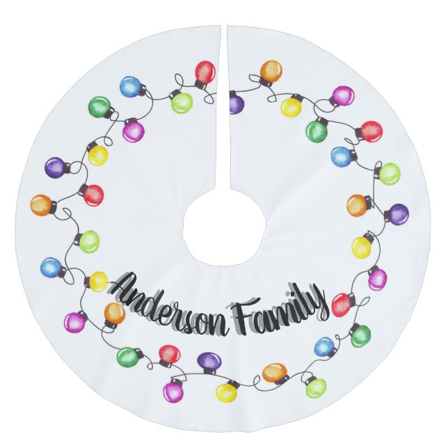 Personalisierte Weihnachtsbeleuchtung Polyester Weihnachtsbaumdecke (Vorderseite)