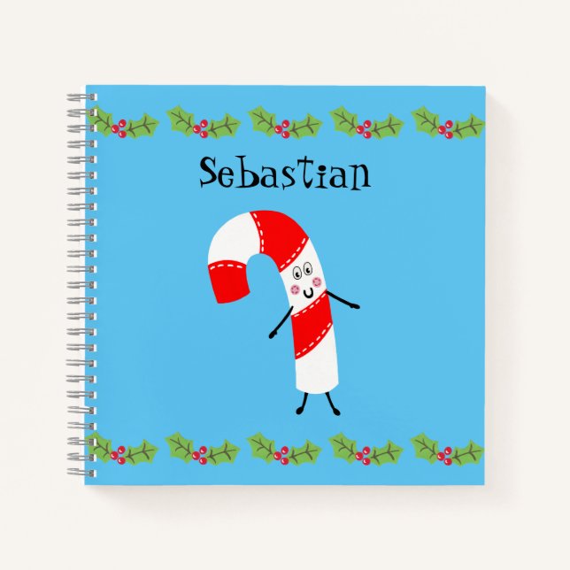Personalisierte Weihnachtscreme Cane Notizbuch (Vorderseite)