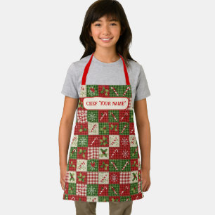 Personalisierte Weihnachtsdecke für Kinder Patchwo Schürze
