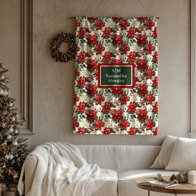 Personalisierte Weihnachtsdecke Klassischer Blumen Fleecedecke (Personalized Christmas Blanket Classic Floral Look)