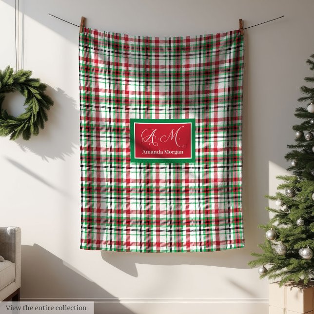 Personalisierte Weihnachtsdecke Klassisches Karomu Fleecedecke (Personalized Christmas Blanket Classic Plaid Gift)
