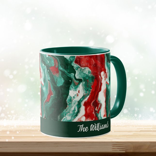 Personalisierte Weihnachtsfamilie - Marmordesign - Tasse (Von Creator hochgeladen)