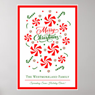 Personalisierte Weihnachtsfamilie Peppermint Candy Poster