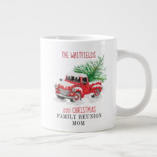 Personalisierte Weihnachtsfamilie Wiedersehen Red  Jumbo-Tasse