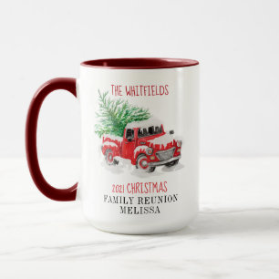 Personalisierte Weihnachtsfamilie Wiedersehen Red  Tasse