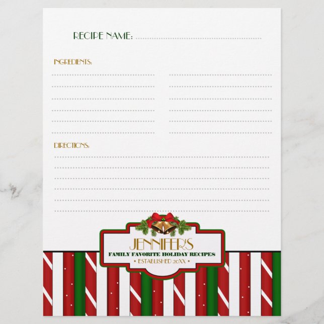 Personalisierte Weihnachtsfamilienrezeptur Binder  (Vorderseite)