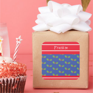 Personalisierte Weihnachtsfeier & Berries Platz Quadratischer Aufkleber