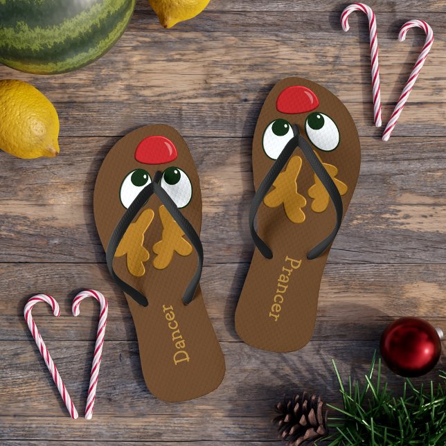 Personalisierte Weihnachtsfeier der Rentiere im Ju Flip Flops (Perfect for Christmas in July or the one in December. You'll be dashing though the sand in no time)