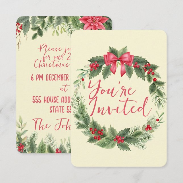 Personalisierte Weihnachtsfeier Einladung (Vorne/Hinten)