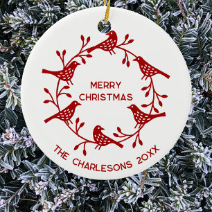 Personalisierte Weihnachtsfeier im skandinavischen Keramik Ornament