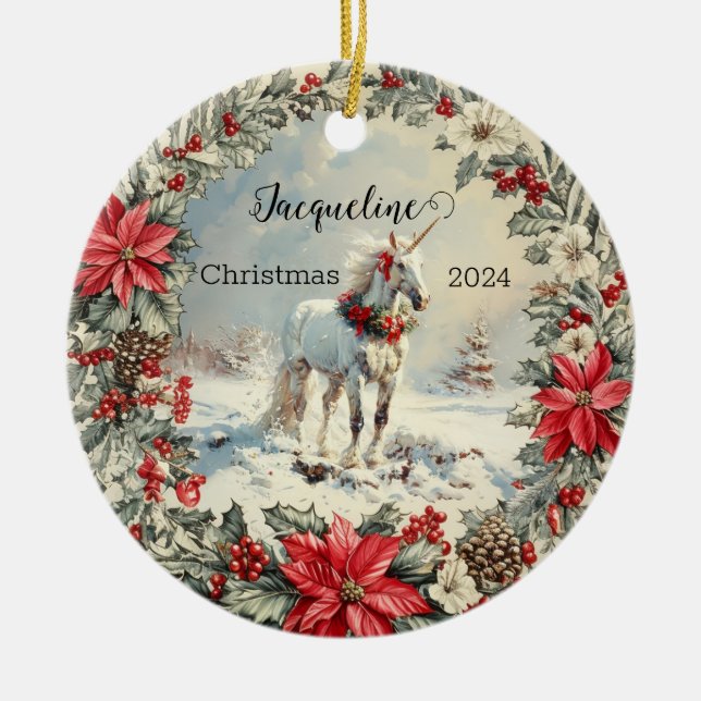 Personalisierte Weihnachtsfeier Keramik Ornament (Vorne)