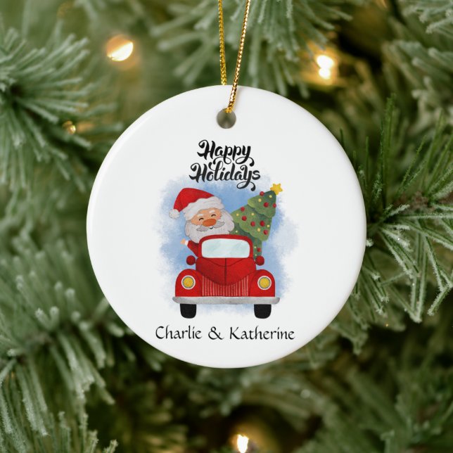Personalisierte Weihnachtsfeier Keramik Ornament (Baum)