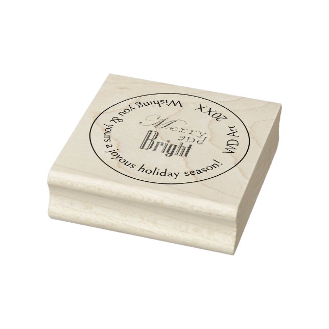 Personalisierte Weihnachtsfeier "Merry and Bright" Gummistempel (Stempel)