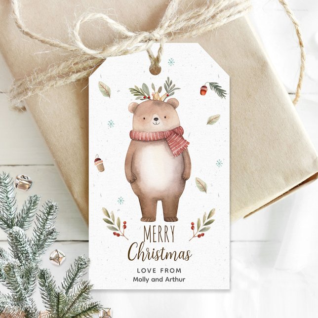 Personalisierte Weihnachtsfeier mit Niedlichem Bär Geschenkanhänger (Christmas tag with cute bear)