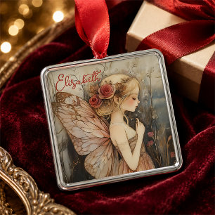 Personalisierte Weihnachtsfeier mit Rose Ornament Aus Metall