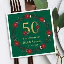 personalisierte Weihnachtsfeier Napkins zum 50. Ja