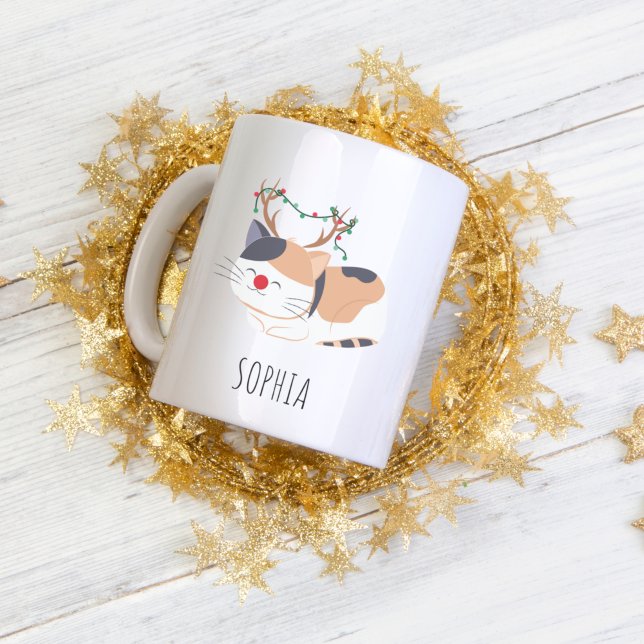 Personalisierte Weihnachtsfeier Tasse, Cat Lover R Zweifarbige Tasse (Von Creator hochgeladen)