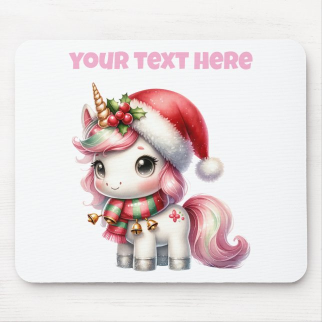 Personalisierte Weihnachtsfeier Unicorn Mousepad (Vorne)