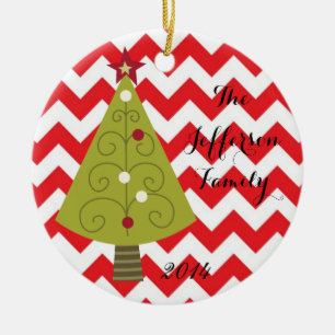 Personalisierte Weihnachtsfeier XMAS Tree Family O Keramik Ornament