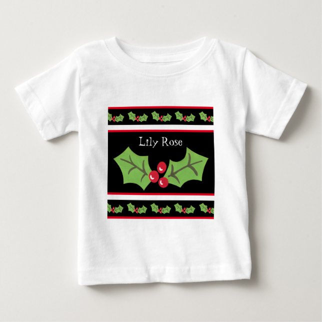 Personalisierte Weihnachtsfeiern & Berries Baby T-shirt (Vorderseite)