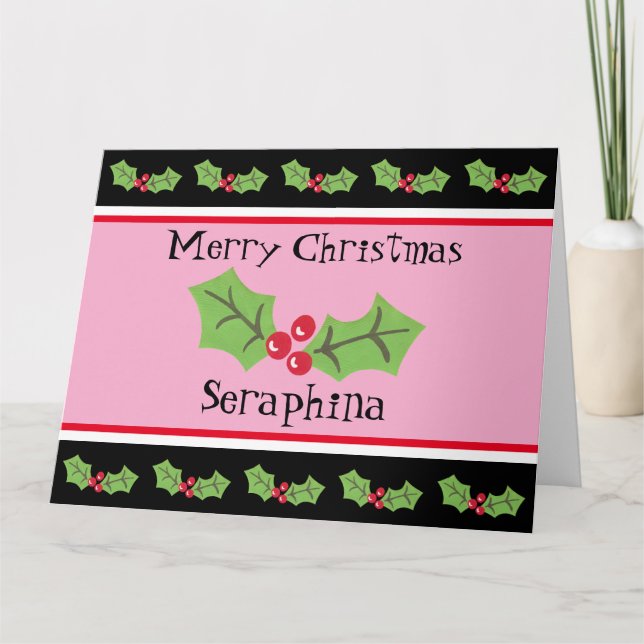 Personalisierte Weihnachtsfeiern & Berries Karte (Vorderseite)