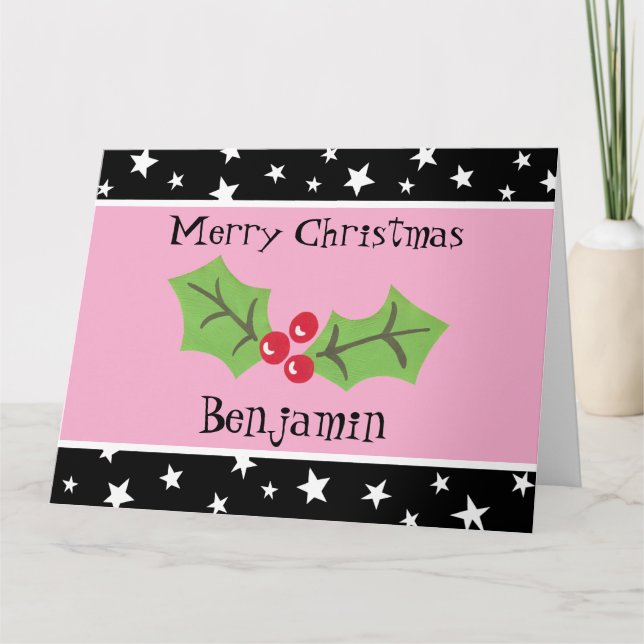Personalisierte Weihnachtsfeiern & Berries Karte (Vorderseite)