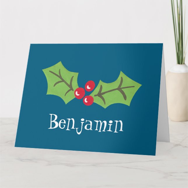 Personalisierte Weihnachtsfeiern & Berries Karte (Vorderseite)