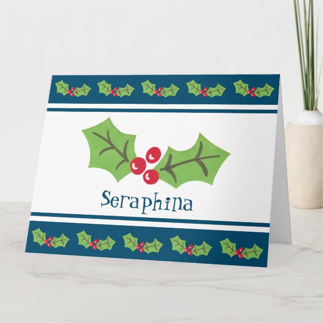 Personalisierte Weihnachtsfeiern & Berries Karte (Vorderseite)
