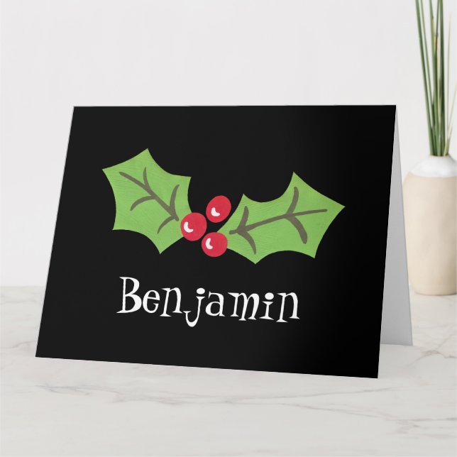 Personalisierte Weihnachtsfeiern & Berries Karte (Vorderseite)