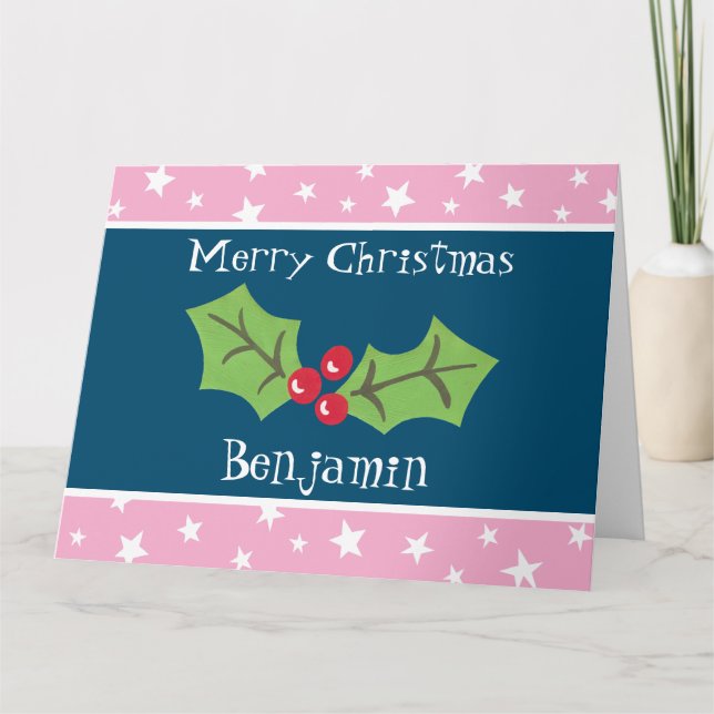 Personalisierte Weihnachtsfeiern & Berries Karte (Vorderseite)