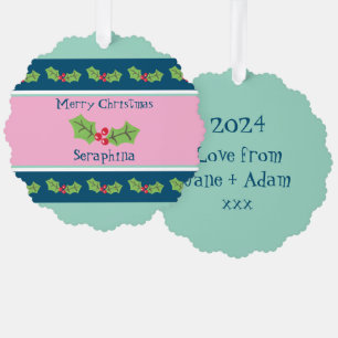 Personalisierte Weihnachtsfeiern & Berries Ornament Karte