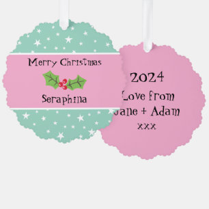 Personalisierte Weihnachtsfeiern & Berries Ornament Karte