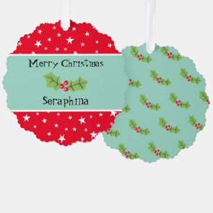 Personalisierte Weihnachtsfeiern & Berries Ornament Karte