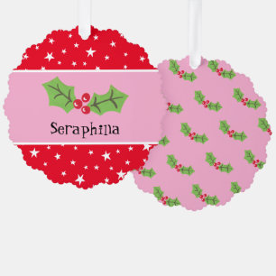 Personalisierte Weihnachtsfeiern & Berries Ornament Karte