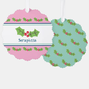 Personalisierte Weihnachtsfeiern & Berries Ornament Karte
