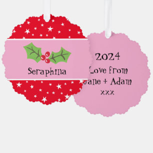 Personalisierte Weihnachtsfeiern & Berries Ornament Karte