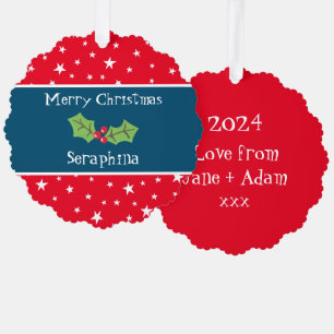 Personalisierte Weihnachtsfeiern & Berries Ornament Karte