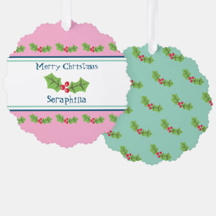 Personalisierte Weihnachtsfeiern & Berries Ornament Karte