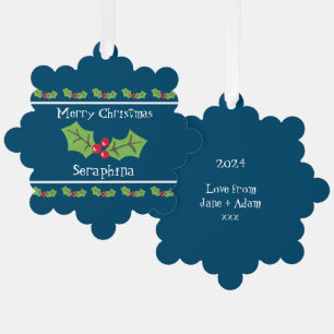 Personalisierte Weihnachtsfeiern & Berries Ornament Karte