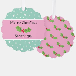 Personalisierte Weihnachtsfeiern & Berries Ornament Karte
