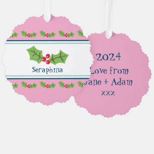 Personalisierte Weihnachtsfeiern & Berries Ornament Karte