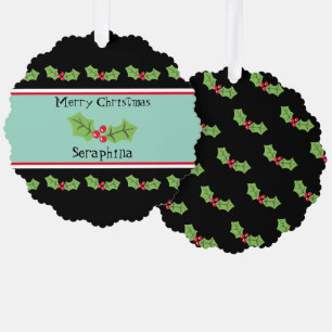 Personalisierte Weihnachtsfeiern & Berries Ornament Karte