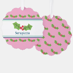 Personalisierte Weihnachtsfeiern & Berries Ornament Karte