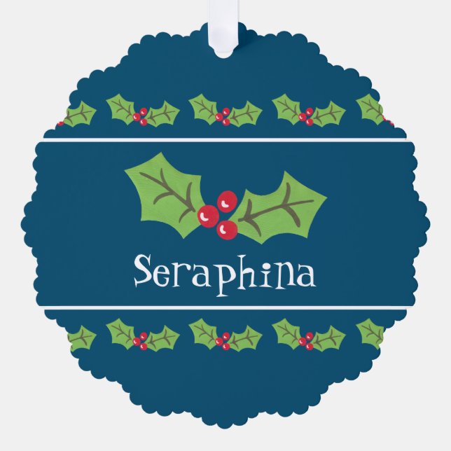 Personalisierte Weihnachtsfeiern & Berries Ornament Karte (Vorderseite)